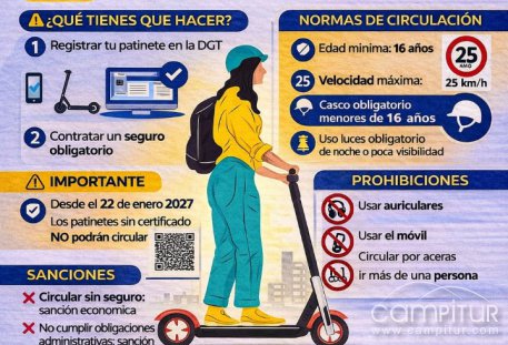 Azuaga recuerda las obligaciones que ya afectan a los patinetes eléctricos y avisa de que los VMP sin certificación no podrán circular en 2027